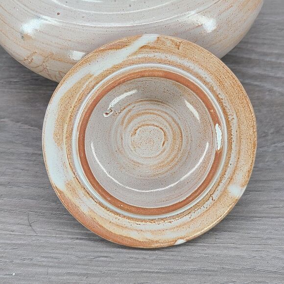 Signed Hobbyist Ceramic Stoneware Round Lidded Pottery Lidded Dish Floral - Picture 5 of 10